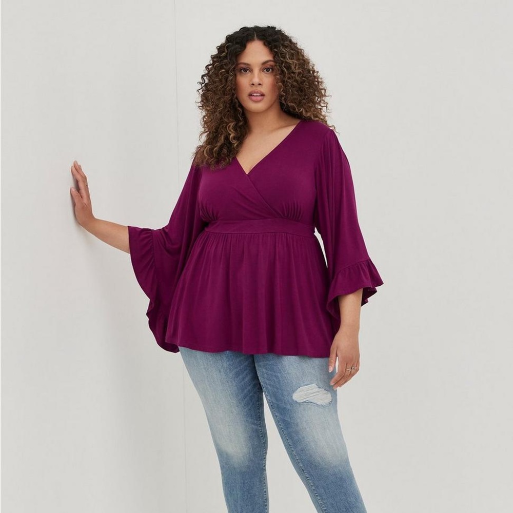 Torrid Rich Purple V-Neck Blouse